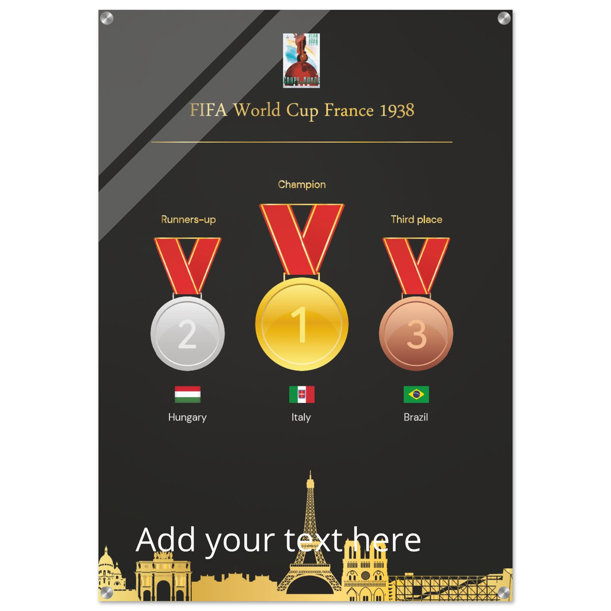 FiFa World Cup 1938 France  ( 1930-2022) - Acrylic Print